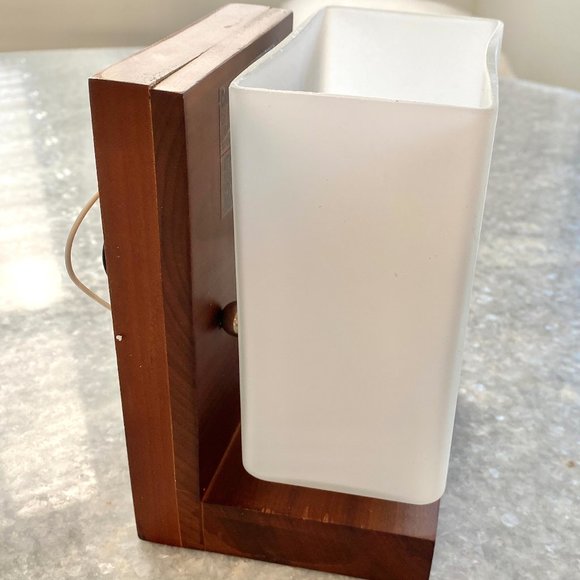 NIB West Elm Bathroom Sconce Milk Glass Cherry Wood - Picture 2 of 7